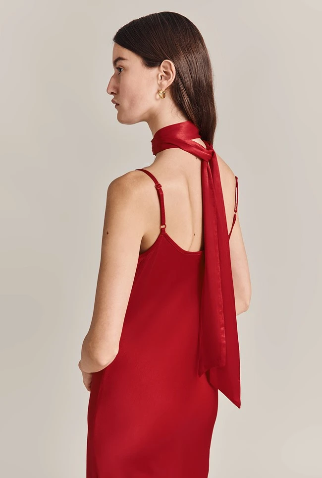 Alice Satin Scarf Red 2 Alice Satin Scarf Red - Image 2