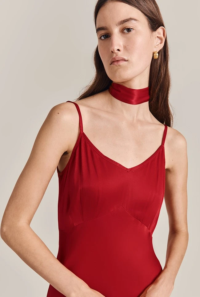 Alice Satin Scarf Red 4 Alice Satin Scarf Red - Image 4