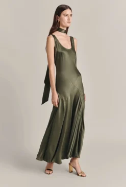 Alice Satin Scarf Green