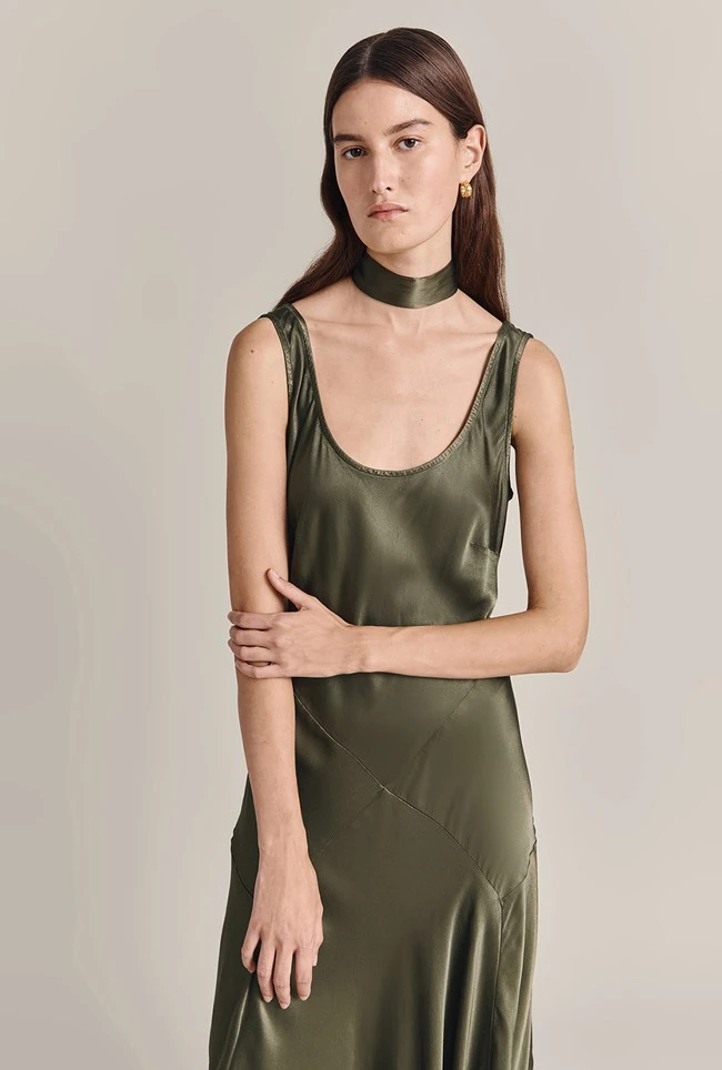 Alice Satin Scarf Green 2 Alice Satin Scarf Green - Image 2