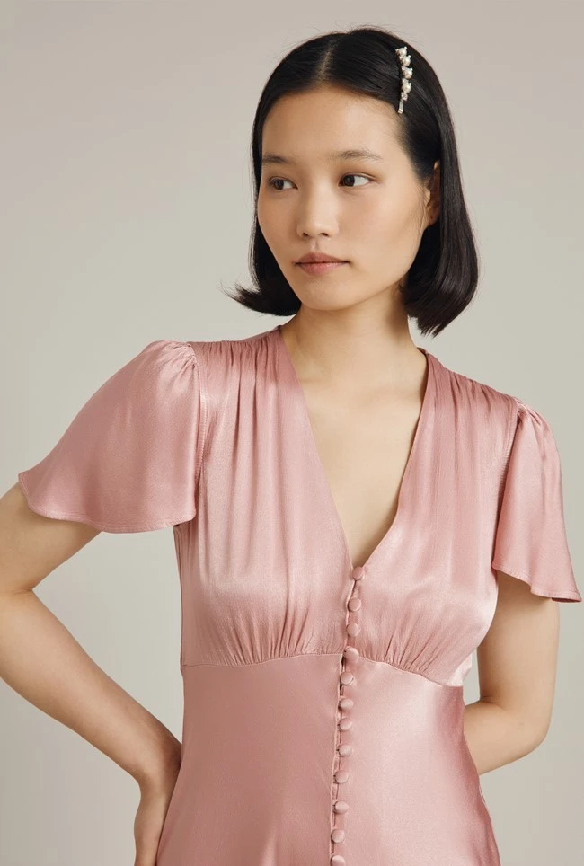 Grace Satin Midi Dress Rose 1 Grace Satin Midi Dress Rose