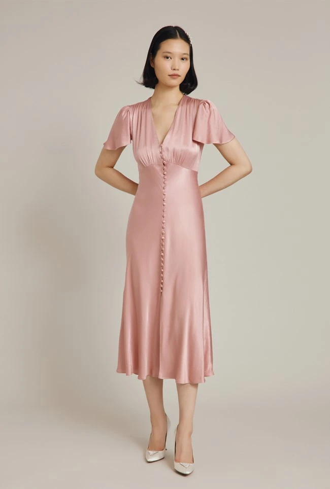 Grace Satin Midi Dress Rose 2 Grace Satin Midi Dress Rose - Image 2
