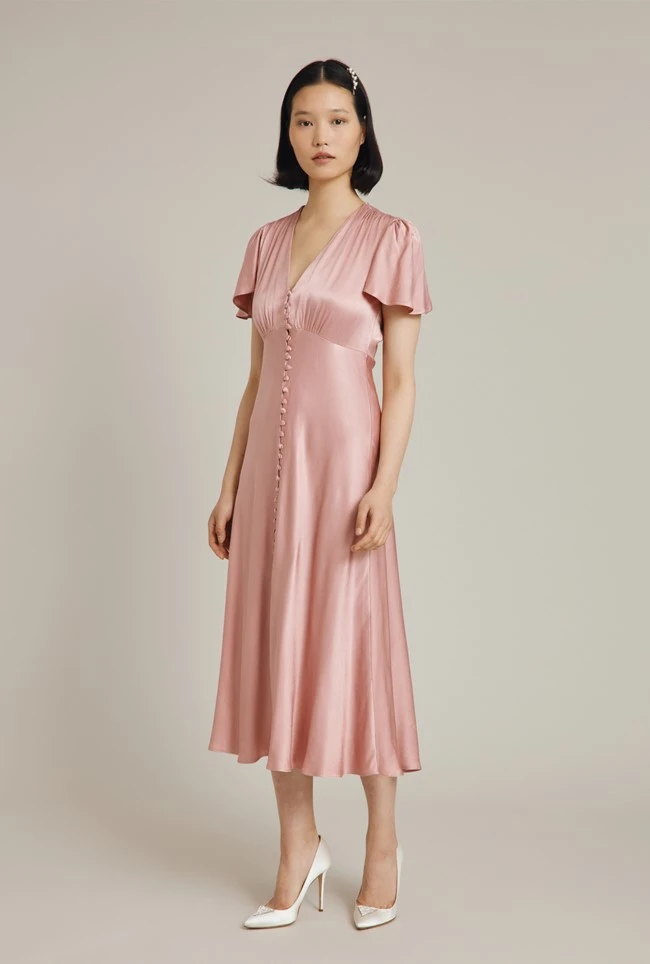 Grace Satin Midi Dress Rose 3 Grace Satin Midi Dress Rose - Image 3