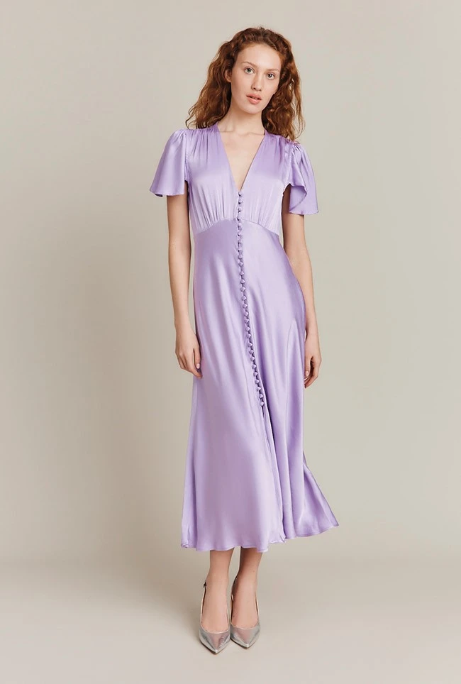 Grace Satin Midi Dress Lilac 1 Grace Satin Midi Dress Lilac