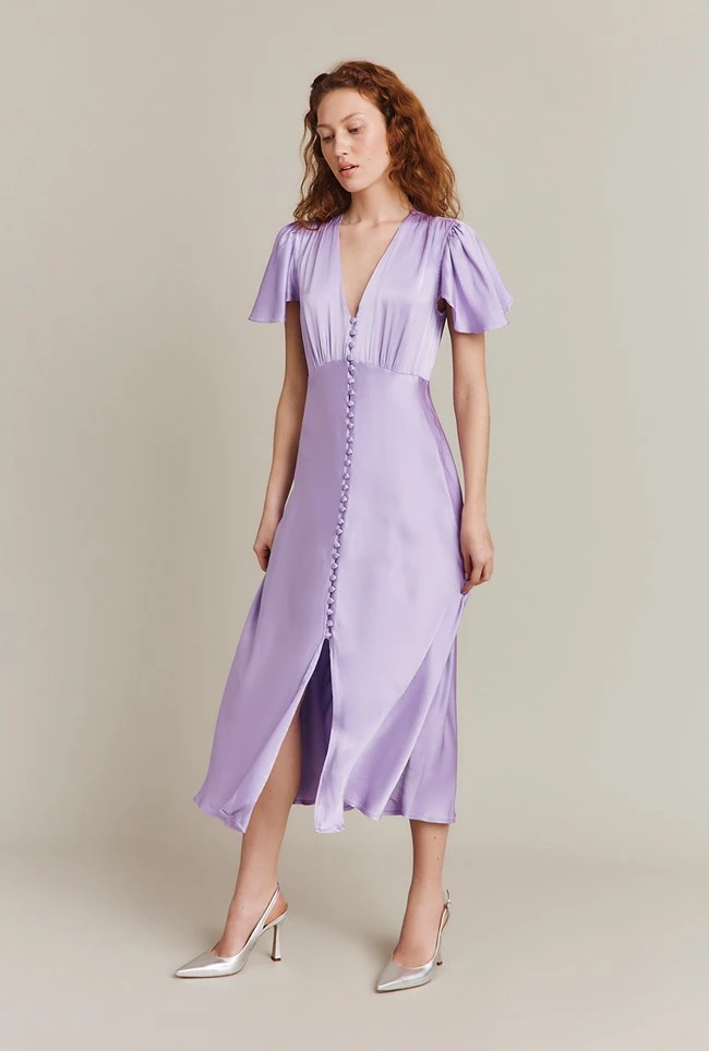 Grace Satin Midi Dress Lilac 2 Grace Satin Midi Dress Lilac - Image 2