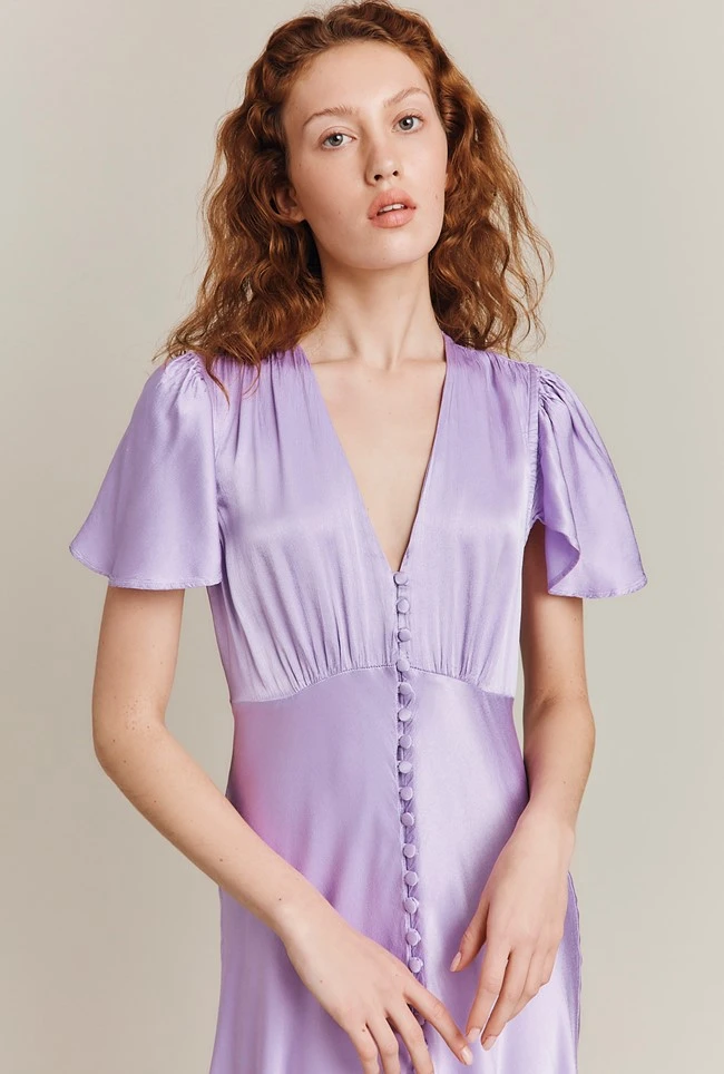 Grace Satin Midi Dress Lilac 4 Grace Satin Midi Dress Lilac - Image 4