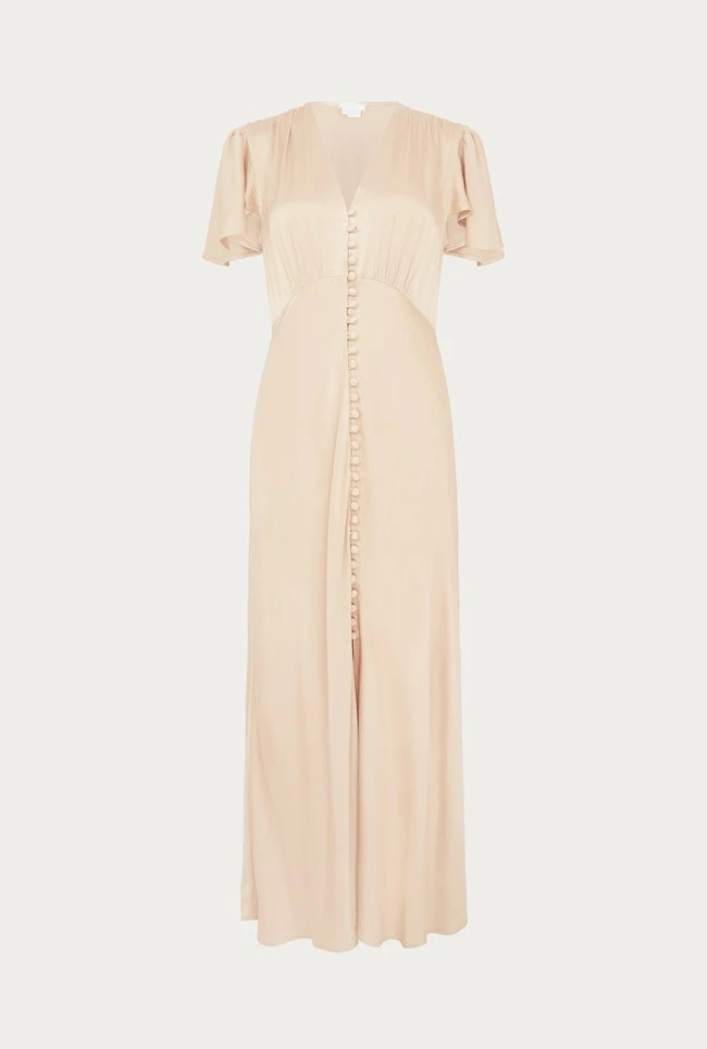 Grace Satin Midi Dress Stone 5 Grace Satin Midi Dress Stone - Image 5