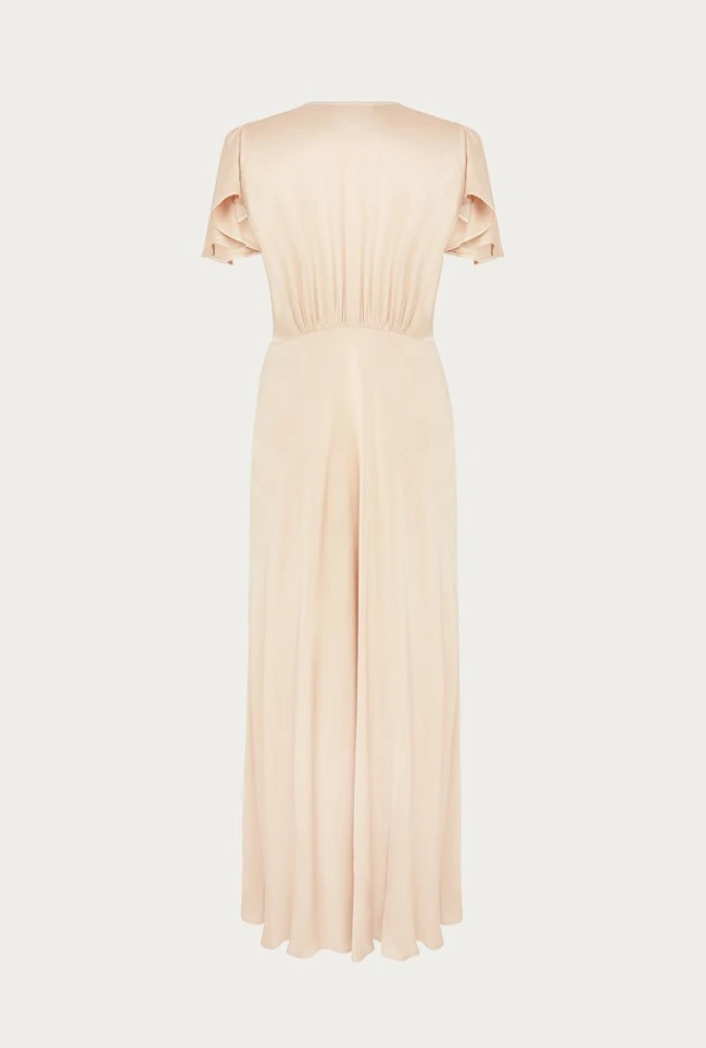 Grace Satin Midi Dress Stone 6 Grace Satin Midi Dress Stone - Image 6