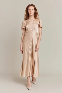 Grace Satin Midi Dress Stone 9 Grace Satin Midi Dress Stone -KILA Clothing Shop D04G010 N04 26611 650px 964px