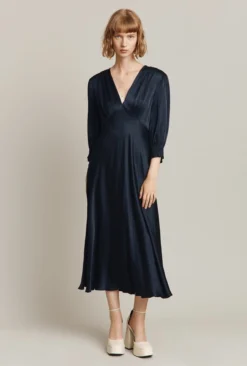 Elle Satin Midi Dress Navy -KILA Clothing Shop D04G019 K10 25262 650px 964px