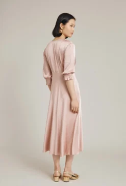 Elle Satin Midi Dress Boudoir Pink -KILA Clothing Shop D04G019 N27 24246 650px 964px