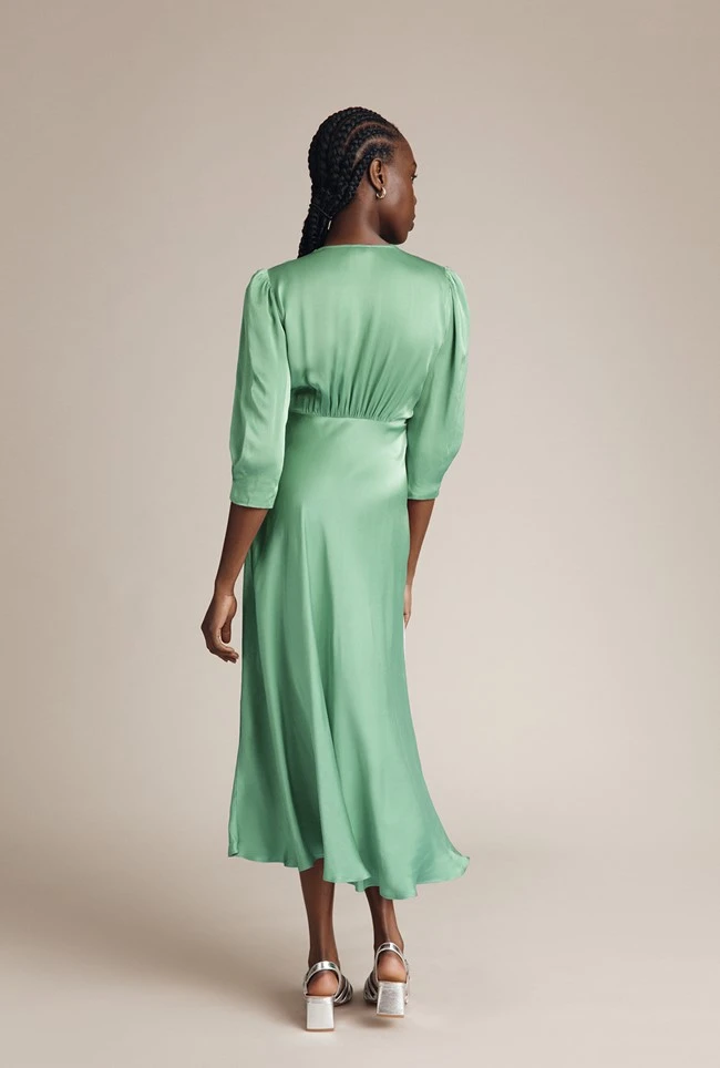 Madison Satin Midi Dress Jade 3 Madison Satin Midi Dress Jade - Image 3