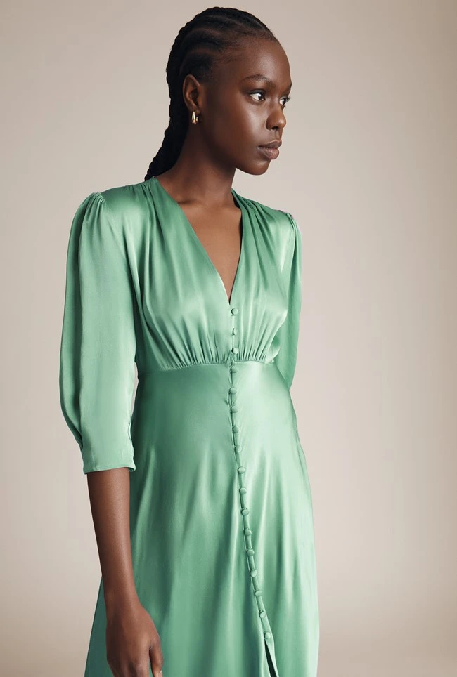 Madison Satin Midi Dress Jade 2 Madison Satin Midi Dress Jade - Image 2