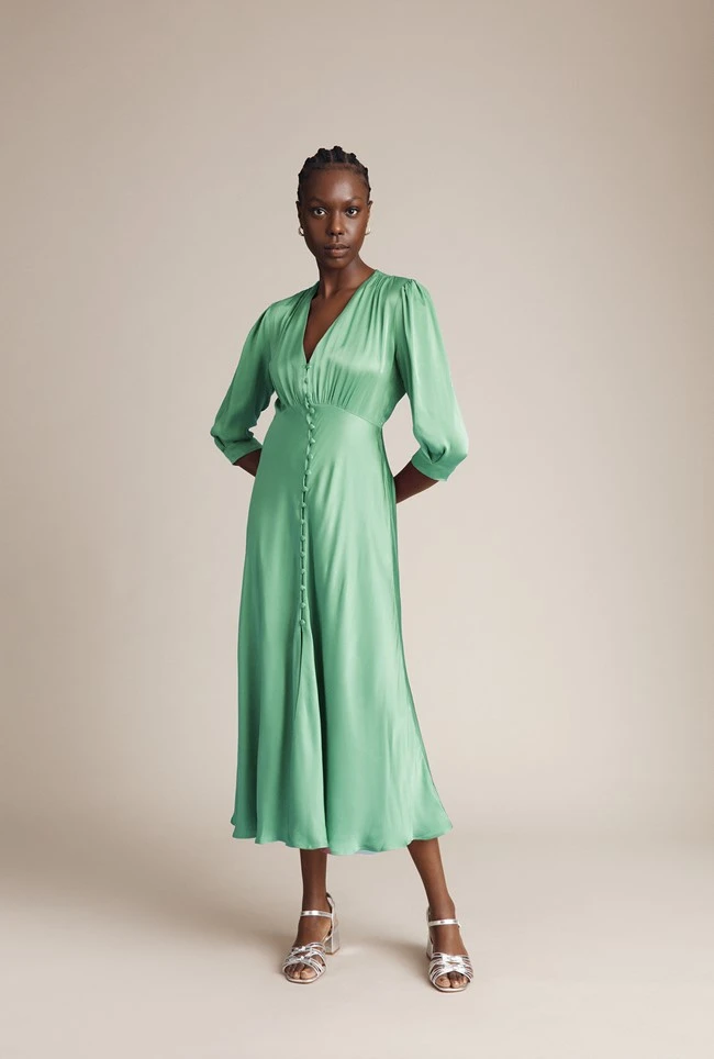 Madison Satin Midi Dress Jade 1 Madison Satin Midi Dress Jade