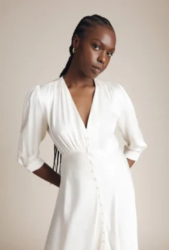 Madison Satin Midi Dress Ivory -KILA Clothing Shop D05G001 M12 25428 650px 964px