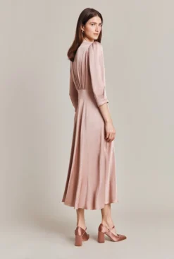 Madison Satin Midi Dress Fawn -KILA Clothing Shop D05G001A D09 28714 650px 964px