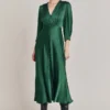 Madison Satin Midi Dress Dark Green