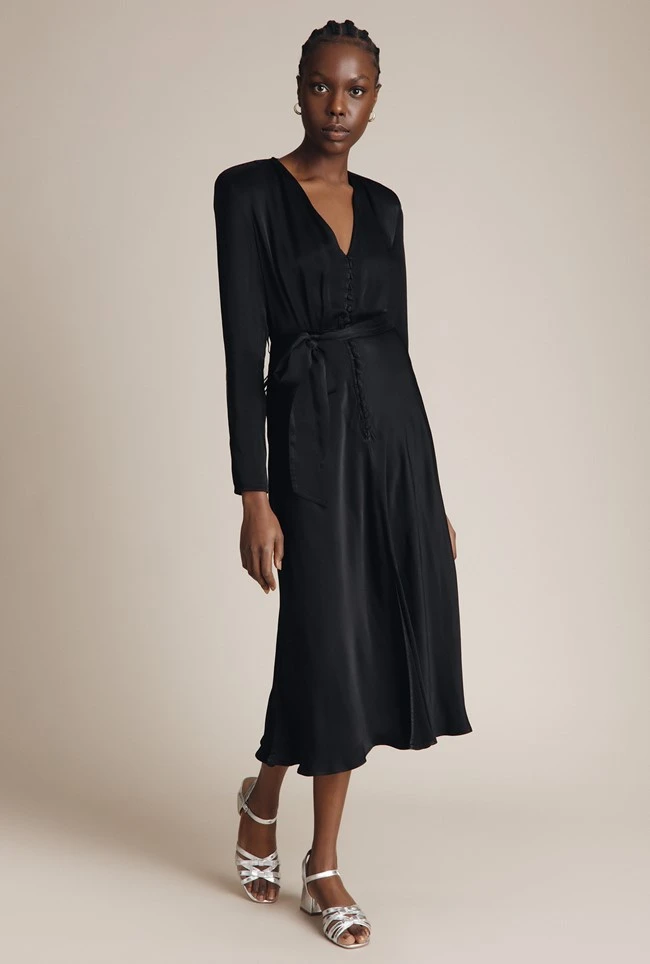 Meryl Satin Midi Dress Black 1 Meryl Satin Midi Dress Black