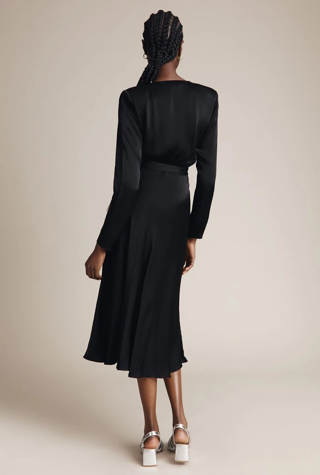 Meryl Satin Midi Dress Black 4 Meryl Satin Midi Dress Black - Image 4