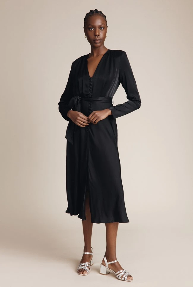 Meryl Satin Midi Dress Black 2 Meryl Satin Midi Dress Black - Image 2