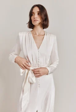 Meryl Satin Midi Dress Ivory -KILA Clothing Shop D05G002 M12 28450 650px 964px