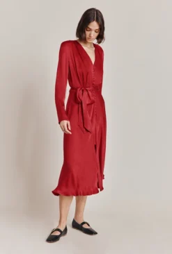 Meryl Satin Midi Dress Rosey Red