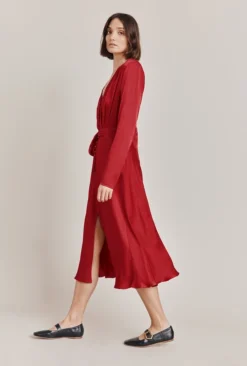Meryl Satin Midi Dress Rosey Red -KILA Clothing Shop D05G002A G37 28759 650px 964px