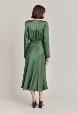 Meryl Satin Midi Dress Fir -KILA Clothing Shop D05G002A J77 28757 650px 964px
