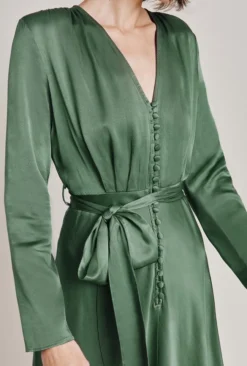 Meryl Satin Midi Dress Fir -KILA Clothing Shop D05G002A J77 28999 650px 964px