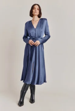 Meryl Satin Midi Dress Dark Blue -KILA Clothing Shop D05G002A K06 28764 650px 964px
