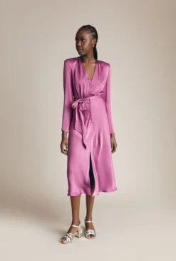 Meryl Satin Midi Dress Bright Mauve