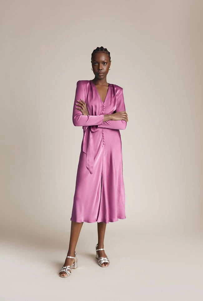 Meryl Satin Midi Dress Bright Mauve 2 Meryl Satin Midi Dress Bright Mauve - Image 2