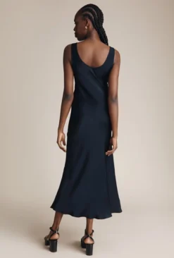 Palm Satin Slip Midi Dress Navy -KILA Clothing Shop D05G003 K10 24930 650px 964px