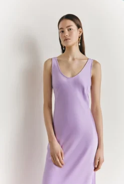 Palm Lilac Satin Slip Midi Dress Lilac -KILA Clothing Shop D05G003 L04 27028 650px 964px