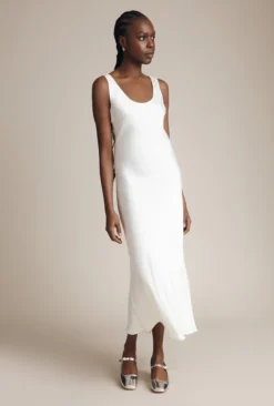 Palm Satin Slip Midi Dress Ivory -KILA Clothing Shop D05G003 M12 27499 650px 964px