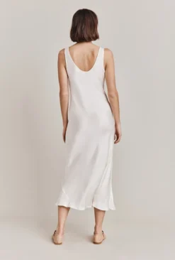 Palm Satin Slip Midi Dress Ivory -KILA Clothing Shop D05G003 M12 28455 650px 964px