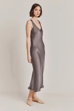Palm Satin Slip Midi Dress Grey -KILA Clothing Shop D05G003A B03 28741 650px 964px