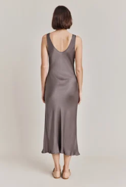 Palm Satin Slip Midi Dress Grey -KILA Clothing Shop D05G003A B03 28742 650px 964px