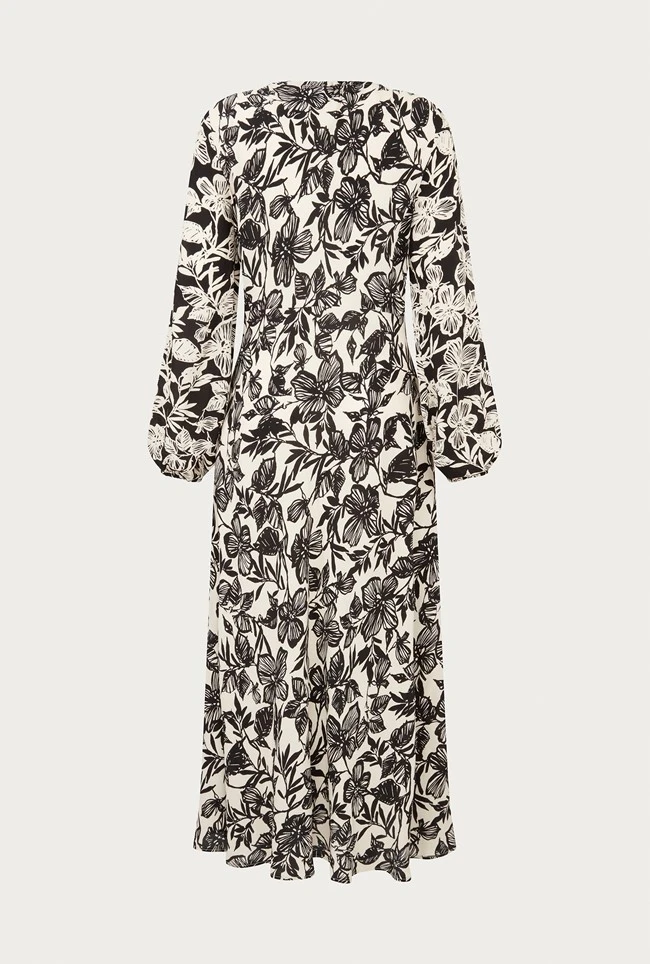 Belle Crepe Midi Dress Graphic Floral 5 Belle Crepe Midi Dress Graphic Floral - Image 5