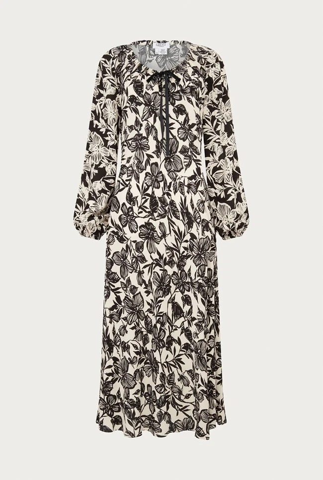 Belle Crepe Midi Dress Graphic Floral 3 Belle Crepe Midi Dress Graphic Floral - Image 3