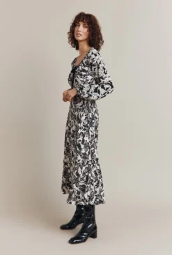 Belle Crepe Midi Dress Graphic Floral