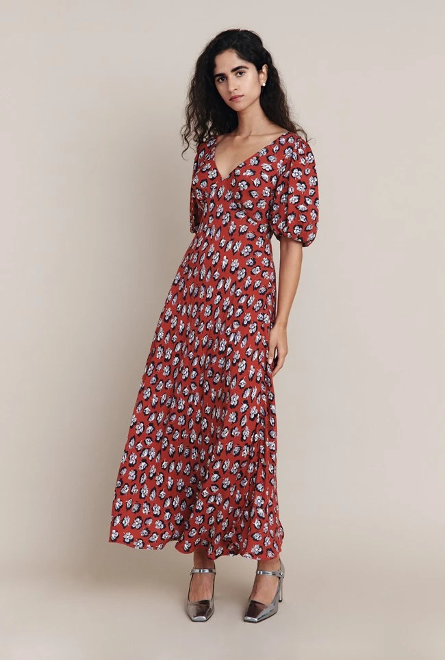 Annie Crepe Midi Dress Red Floral 1 Annie Crepe Midi Dress Red Floral