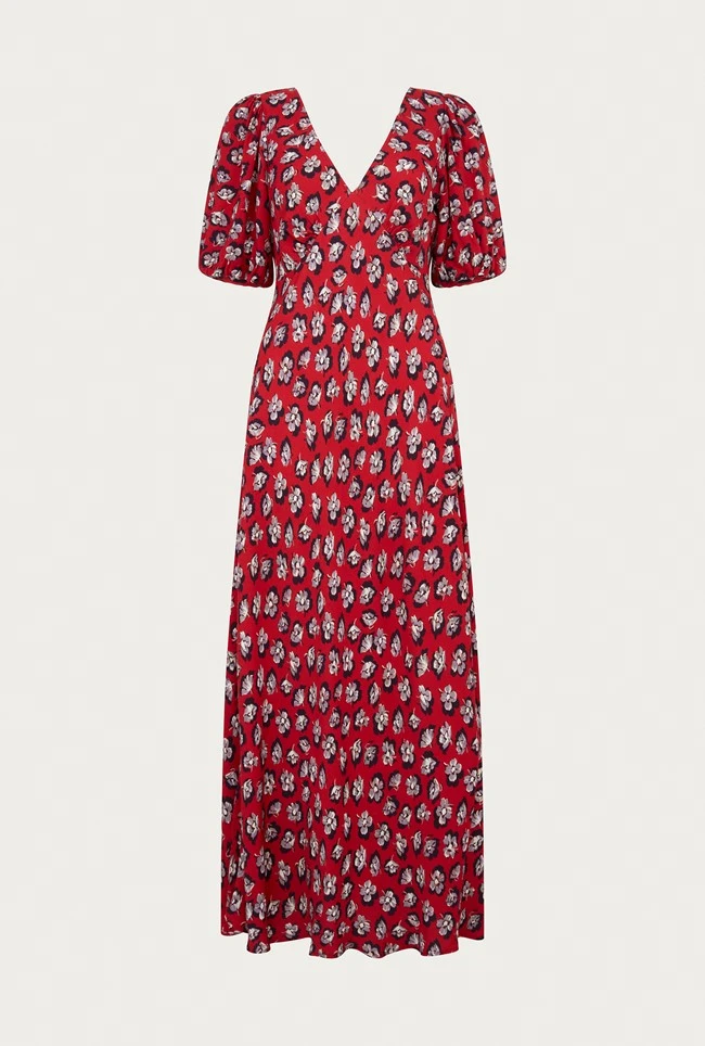 Annie Crepe Midi Dress Red Floral 4 Annie Crepe Midi Dress Red Floral - Image 4