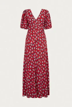 Annie Crepe Midi Dress Red Floral 9 Annie Crepe Midi Dress Red Floral -KILA Clothing Shop D05G021 Z14 25722 650px 964px