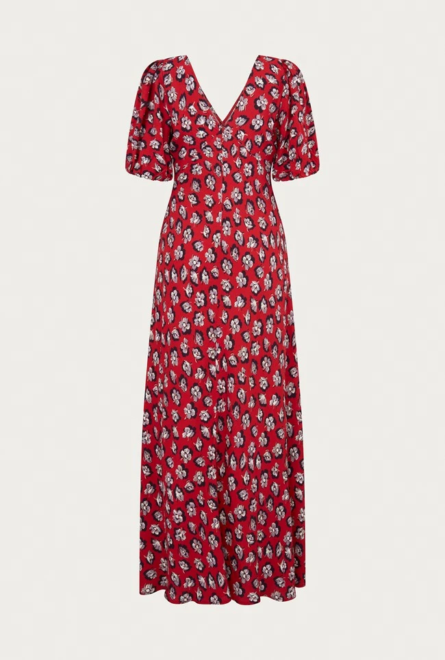 Annie Crepe Midi Dress Red Floral 5 Annie Crepe Midi Dress Red Floral - Image 5