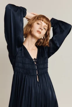 Violet Satin Midi Dress Navy -KILA Clothing Shop D05G026 K10 26255 650px 964px