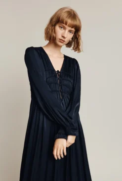 Violet Satin Midi Dress Navy -KILA Clothing Shop D05G026 K10 26256 650px 964px