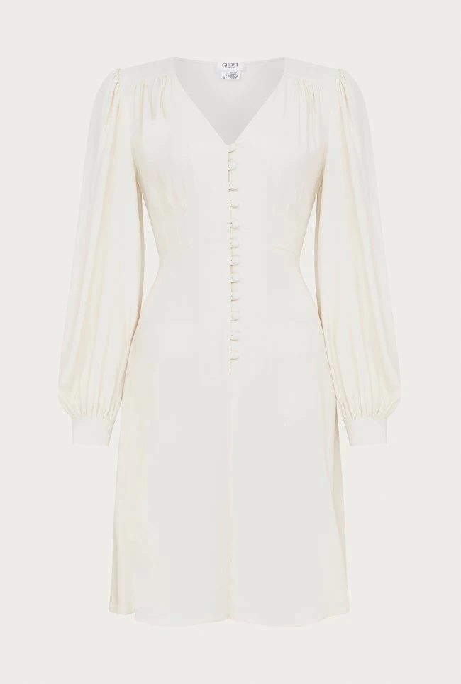 Shyla Crepe Knee-Length Dress Ivory 6 Shyla Crepe Knee-Length Dress Ivory - Image 6