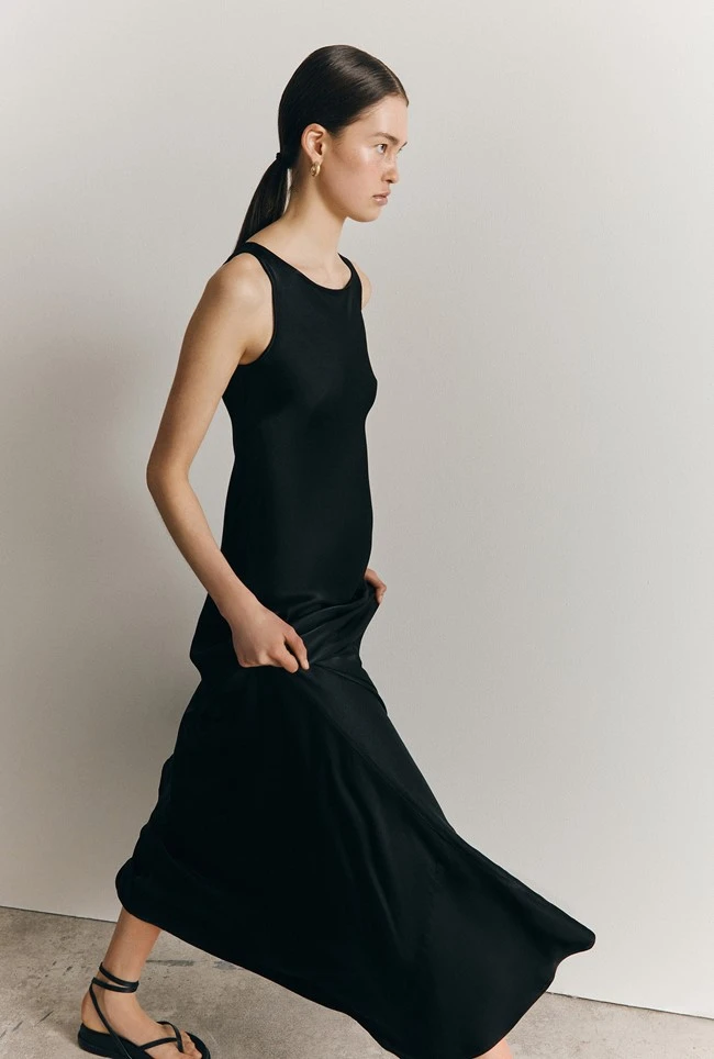 Callie Satin Maxi Dress Black 2 Callie Satin Maxi Dress Black - Image 2