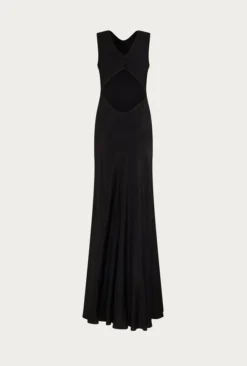 Ada Satin Maxi Dress Black -KILA Clothing Shop D05G075 A01 26319 650px 964px